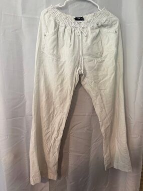 BEAU White Smocked-Waist Lightweight Pants